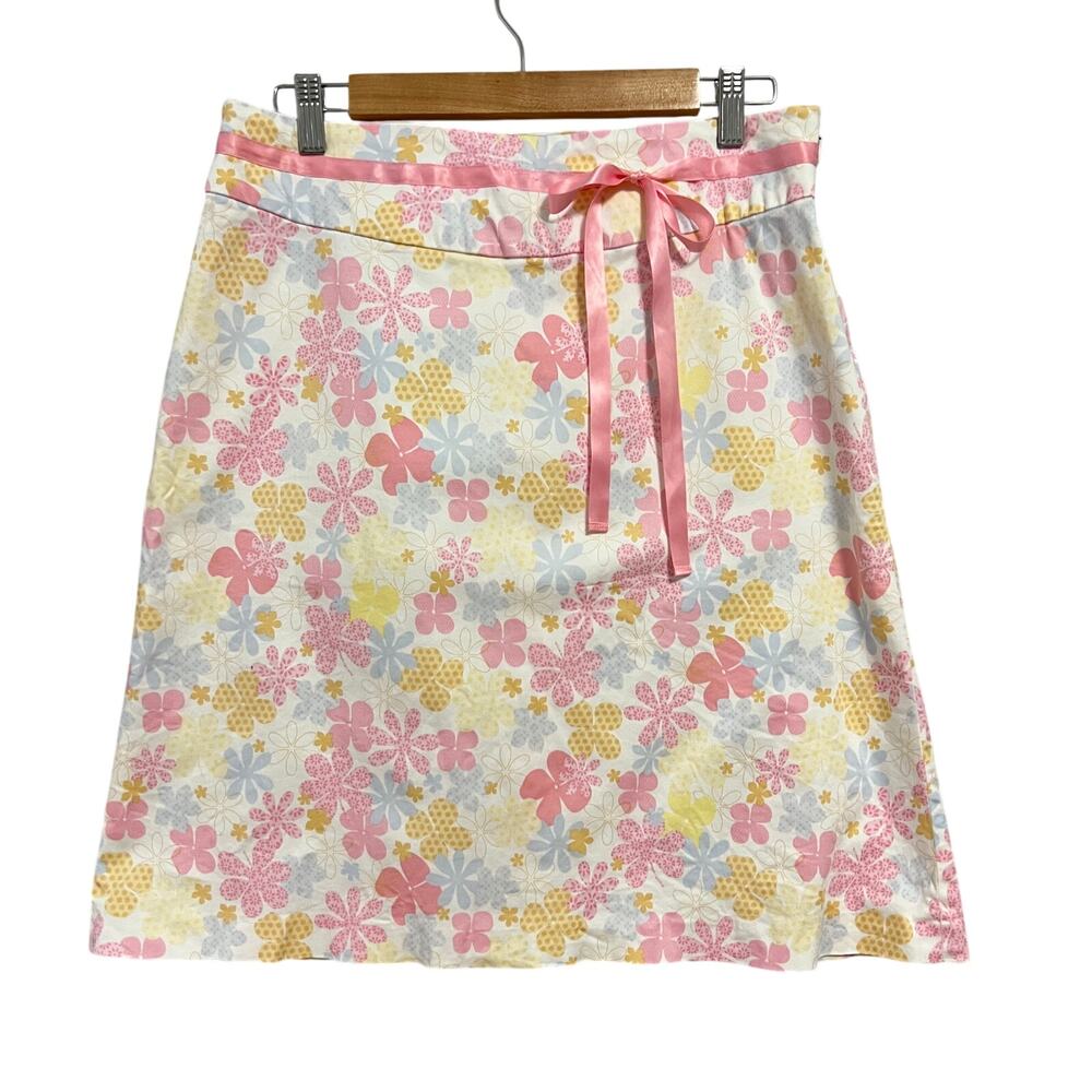 Willi‎ Smith Pastel Floral A-Line Skirt Women's 12 Feminine Preppy Summer Golf